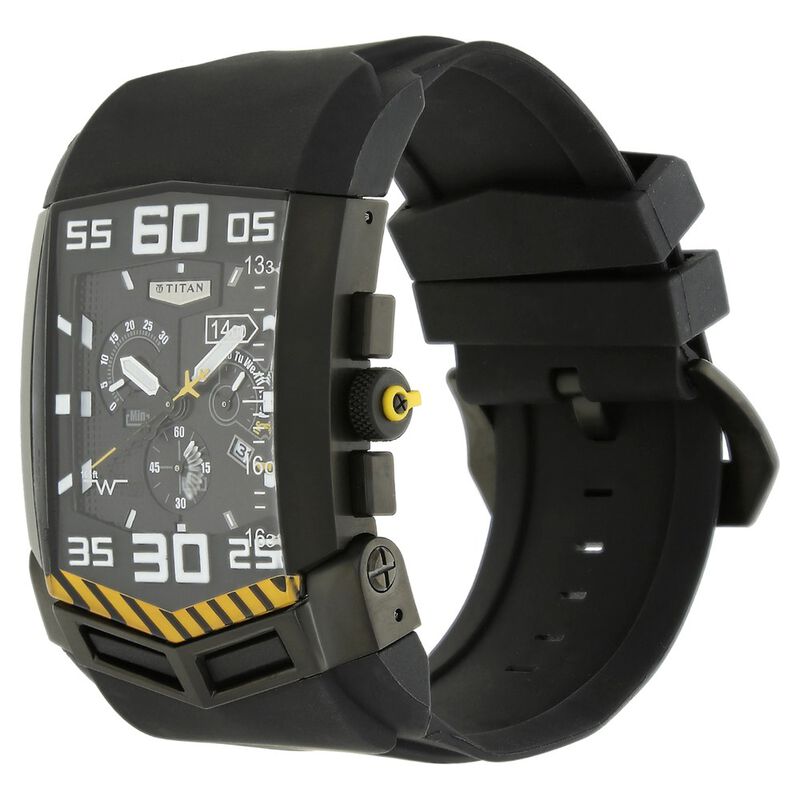 Titan Squadron Black Dial Chrono Stainless Strap watch for Men - image number 1