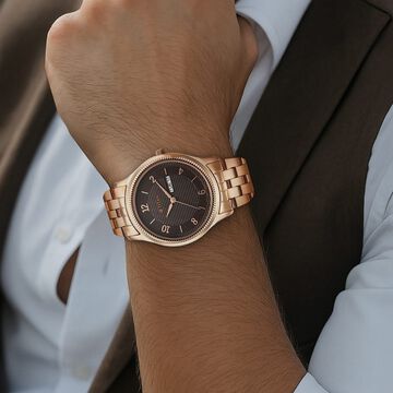 Titan Karishma Brown Dial Analog with Day and Date Stainless Steel Strap Watch for Men