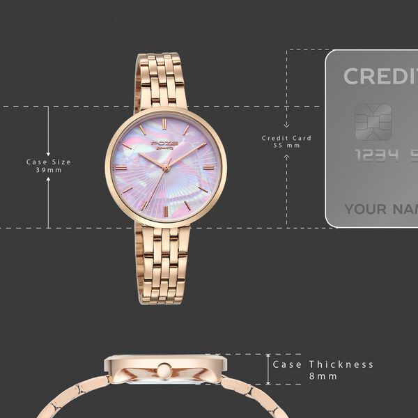 Poze By Sonata Quartz Analog Mother of Pearl Dial Rose Gold Stainless Steel Strap Watch For Women - image number 3