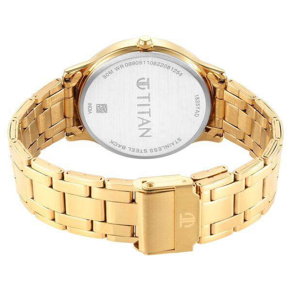 Titan Karishma Quartz Analog Champagne Dial Golden Stainless Steel Strap Watch For Men - image number 4