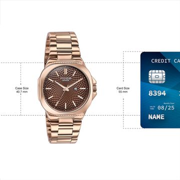 Sonata Poze Quartz Analog Brown Dial Rose Gold Colour Stainless Steel Strap Watch For Men