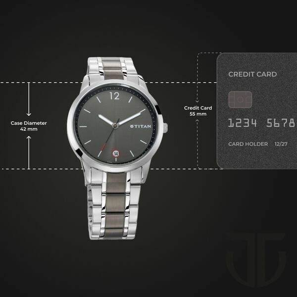 Titan Men's Timeless Style Watch: Refined Anthra Dial and Metal Strap - image number 2