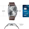 Sonata Ascent Silver Tonneau Watch with Leather Strap - image number 3