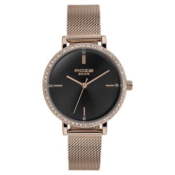 Sonata Poze Quartz Analog Black Dial Mesh Strap Watch for Women