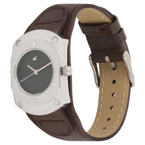 Fastrack Quartz Analog Black Dial Leather Strap Watch for Girls - image number 1