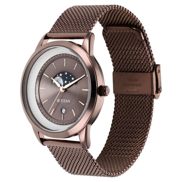 Titan Crescent Brown Dial Analog Stainless Steel Strap watch for Men - image number 2