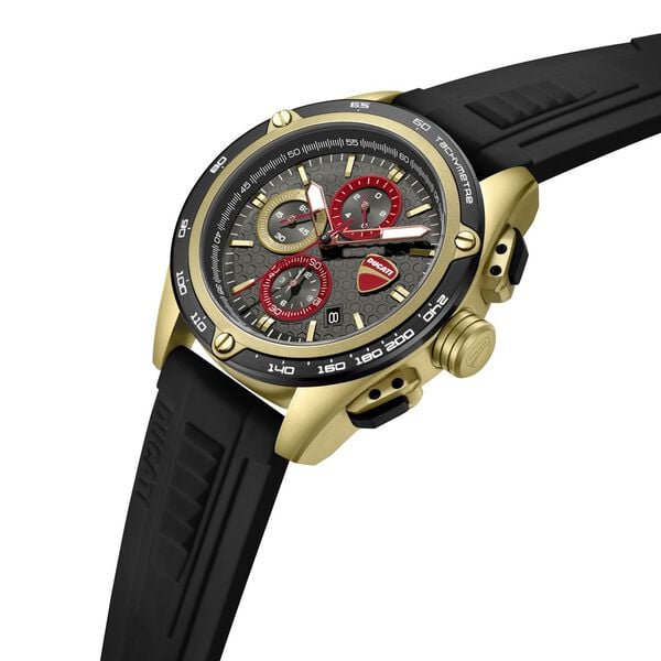 Ducati Quartz Chronograph Grey Dial Black Silicone Strap Watch For Men - image number 1