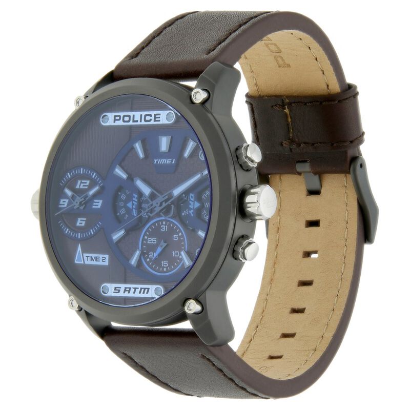 Police Quartz Multifunction Brown Dial Leather Strap Watch for Men - image number 1