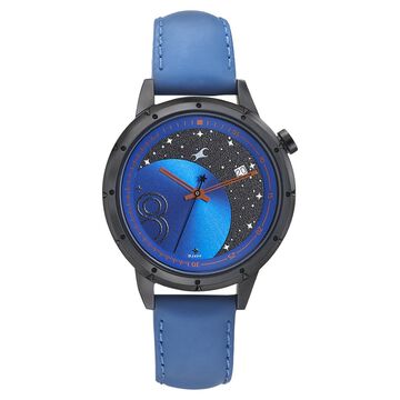 Fastrack Space Rover Quartz Analog with Date Black Dial Leather Strap Watch for Girls