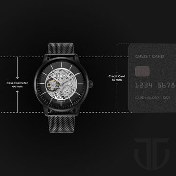 Titan Skeletal Automatic Black Dial Black Stainless Steel Strap Watch for Men