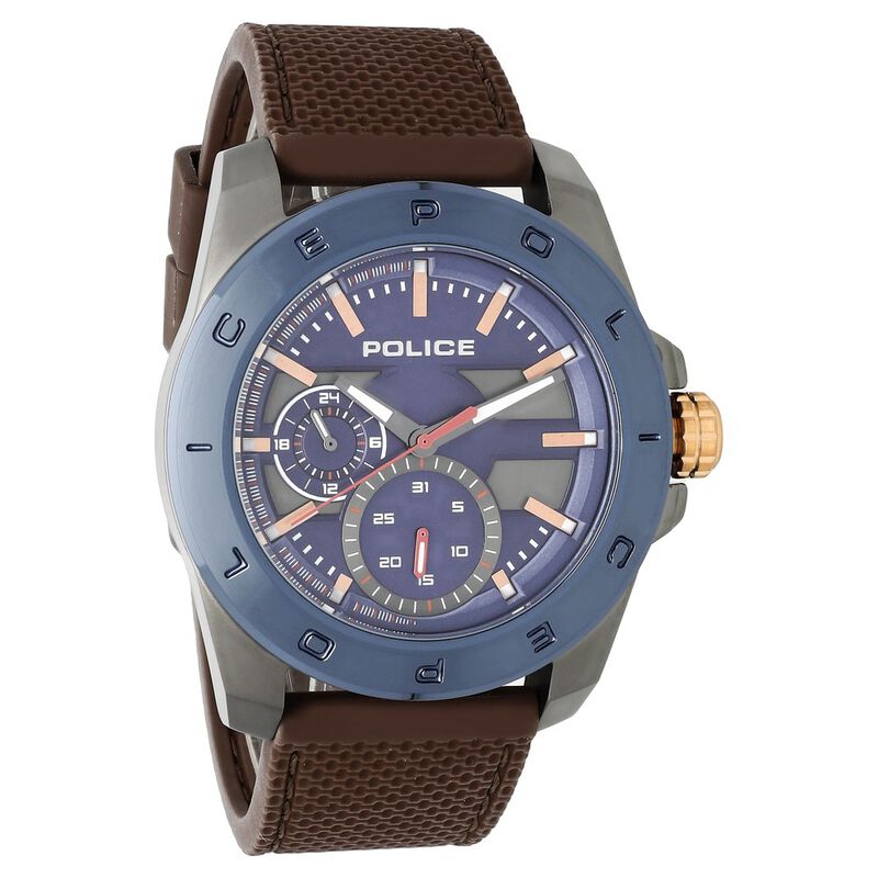 Police Quartz Multifunction Blue Dial Leather Strap Watch for Men - image number 1