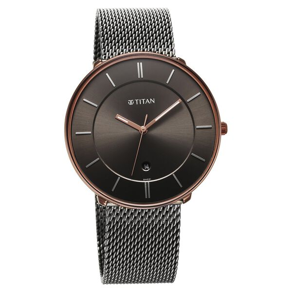 Titan Quartz Analog Anthracite Dial Stainless Steel Strap Watch for Men - image number 0