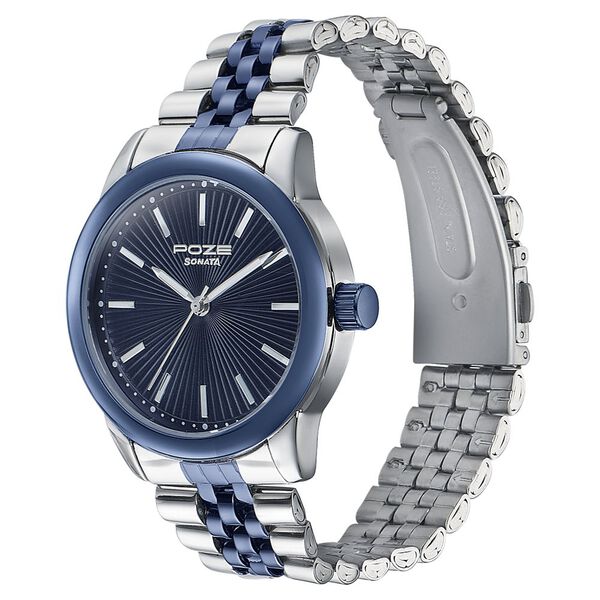 Sonata Poze Quartz Analog Blue Dial Stainless Steel Strap Watch For Men - image number 3