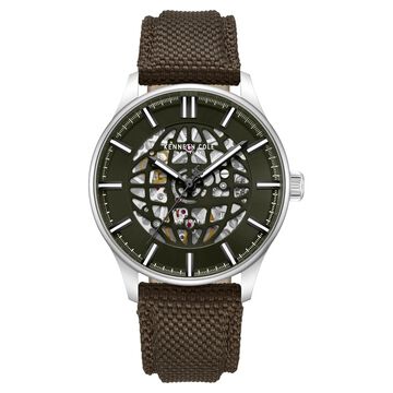 Kenneth Cole Automatic Automatic Green Dial Brown Nylon Strap Watch For Men