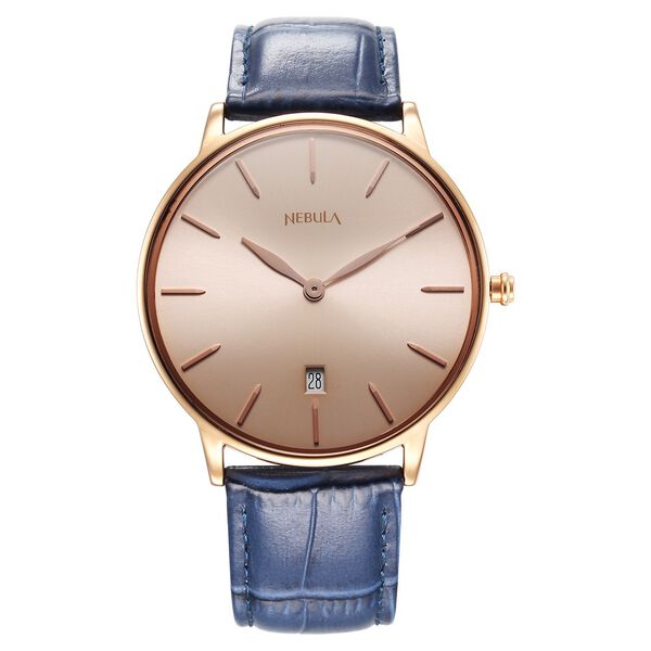 Titan Nebula Lustre 18k Pink Gold Analog Leather Strap Watch for Men