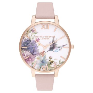 Olivia Burton Quartz Analog White Dial Leather Strap Watch for Women
