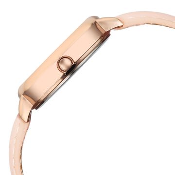 Fastrack Stunners Quartz Analog Rose Gold Dial Rose Gold Leather Strap Watch For Girls