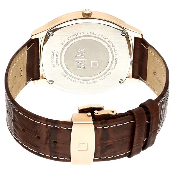 Xylys Swiss Analog with Date Brown Leather Strap and Silver Dial Watch For Men - image number 4