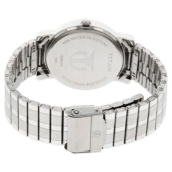 Titan Karishma Quartz Analog Black Dial Silver Stainless Steel Strap Watch For Men - image number 3