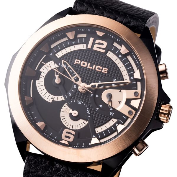 Police Quartz Multifunction Black Dial Leather Strap Watch for Men - image number 3