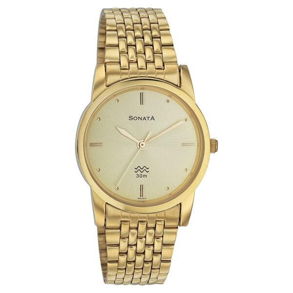 Sonata Quartz Analog Champagne Dial Strap Watch for Men - image number 0