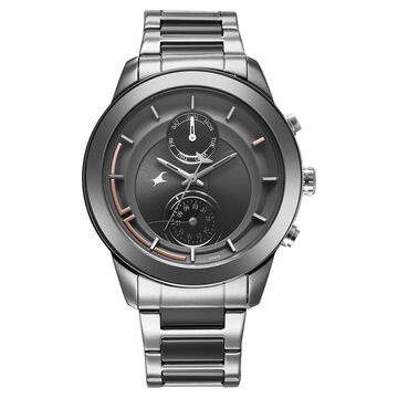 Fastrack Cerame - Oceanyx Quartz Analog with Day and Date Grey Dial Two Toned Strap Watch For Guys
