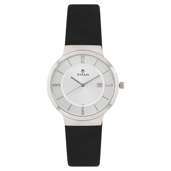 Titan Quartz Analog with Date Silver Dial Leather Strap Watch for Men - image number 0