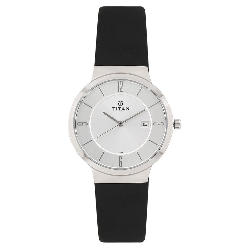 Titan Quartz Analog with Date Silver Dial Leather Strap Watch for Men
