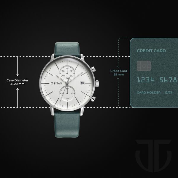 Titan Quartz Chronograph Silver Dial Leather Strap Watch for Men - image number 2