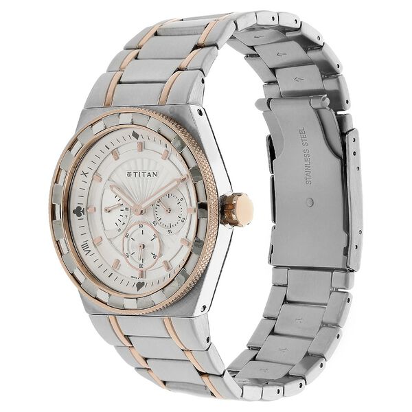Titan Quartz Multifunction White Dial Stainless Steel Strap Watch for Men - image number 1