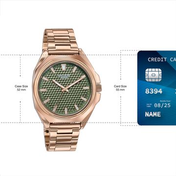 Poze By Sonata Quartz Analog Green Dial Rose Gold Metal Strap Watch For Men