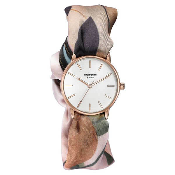 Sonata Poze Quartz Analog White Dial Multicoloured Colour Fabric Strap Watch For Women - image number 1