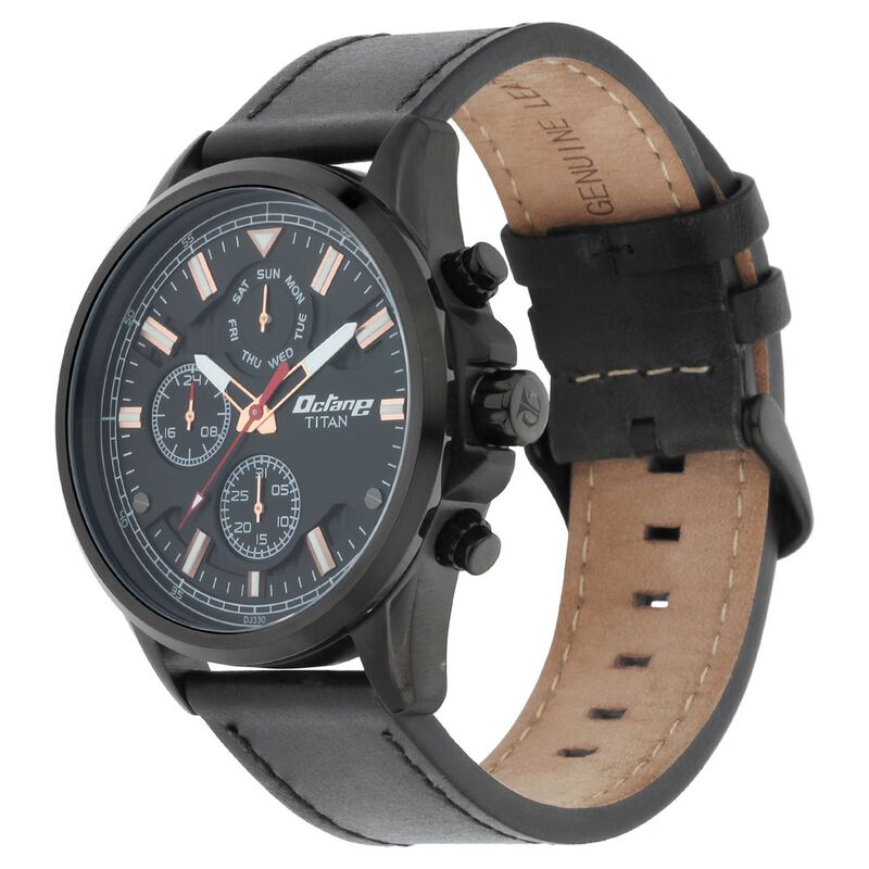 Titan Quartz Multifunction Black Dial Leather Strap Watch for Men - image number 2