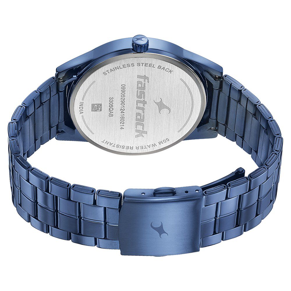 Buy Online Fastrack Stunnerse Quartz Analog Blue Dial With Blue Metal Strap Watch for Guys 3305qm02 Titan