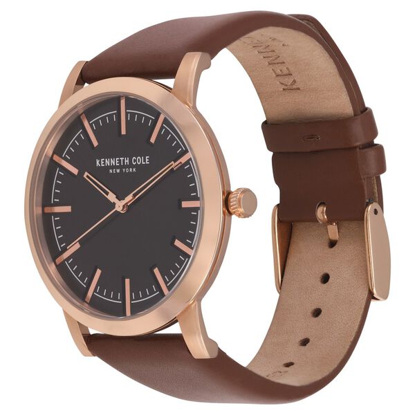 Kenneth Cole Quartz Analog Grey Dial Leather Strap Watch for Men - image number 2