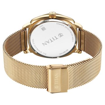 Titan Classique Suave Quartz Green Dial Golden Stainless Steel Mesh Strap Watch for Men