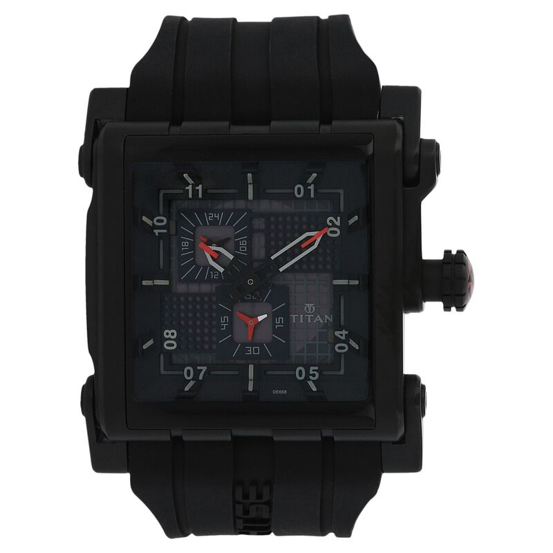Titan Quartz Multifunction Black Dial Silicone Strap watch for Men - image number 0