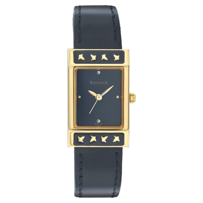 Sonata Quartz Analog Black Dial Strap Watch for Women