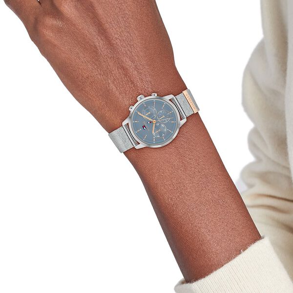 Tommy Hilfiger Quartz Multifunction Blue Dial Rose Gold Stainless Steel Strap Watch For Women - image number 3