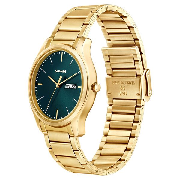 Buy Online Sonata Quartz Analog with Day and Date Green Dial - Main Image