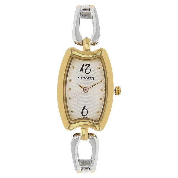 Sonata Quartz Analog Silver Dial Stainless Steel Strap Watch for Women - image number 0