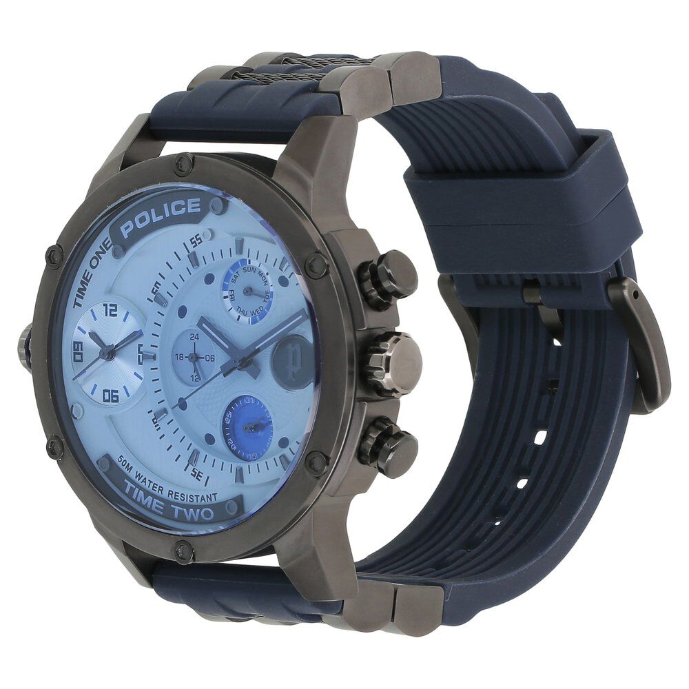 Buy Online Police Quartz Analog Silver Dial Silicone Strap Watch