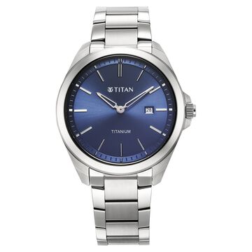 Titan Titanium Quartz Analog Blue Dial Titanium Strap Watch for Men
