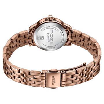 Sonata Poze Quartz Analog Brown Dial Brown Metal Strap Watch For Women