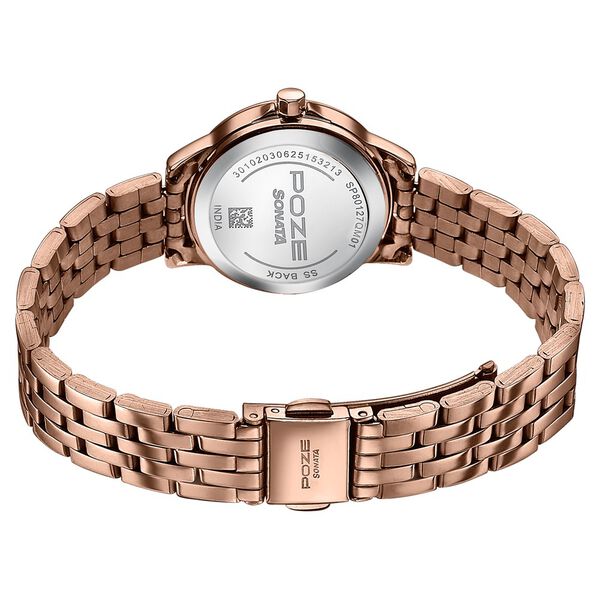 Sonata Poze Quartz Analog Brown Dial Brown Metal Strap Watch For Women - image number 6