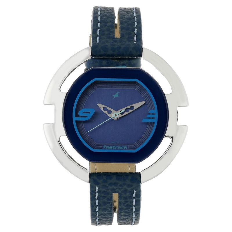 Fastrack Quartz Analog Blue Dial Leather Strap Watch for Girls