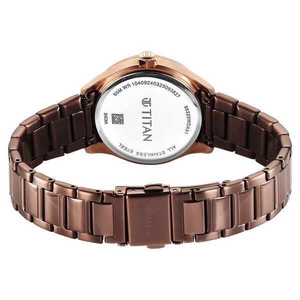 Titan Glamour Quartz Analog with Date Brown Dial Brown Stainless Steel Strap Watch For Women - image number 5