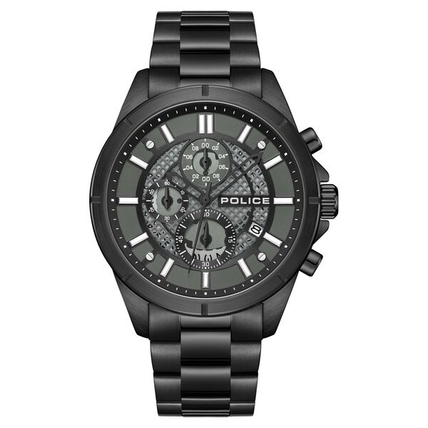 Police Chronograph Black Dial Black Color Stainless Steel Strap Watch For Men - image number 0