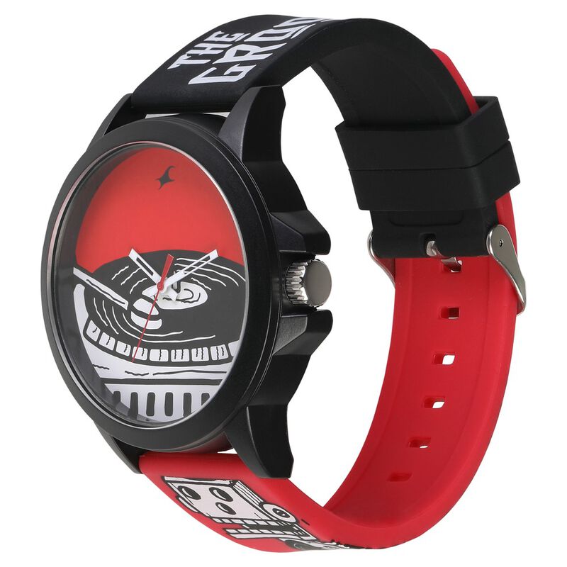 Fastrack Wicked Lines Quartz Analog Red Dial Silicone Strap Unisex Watch - image number 2