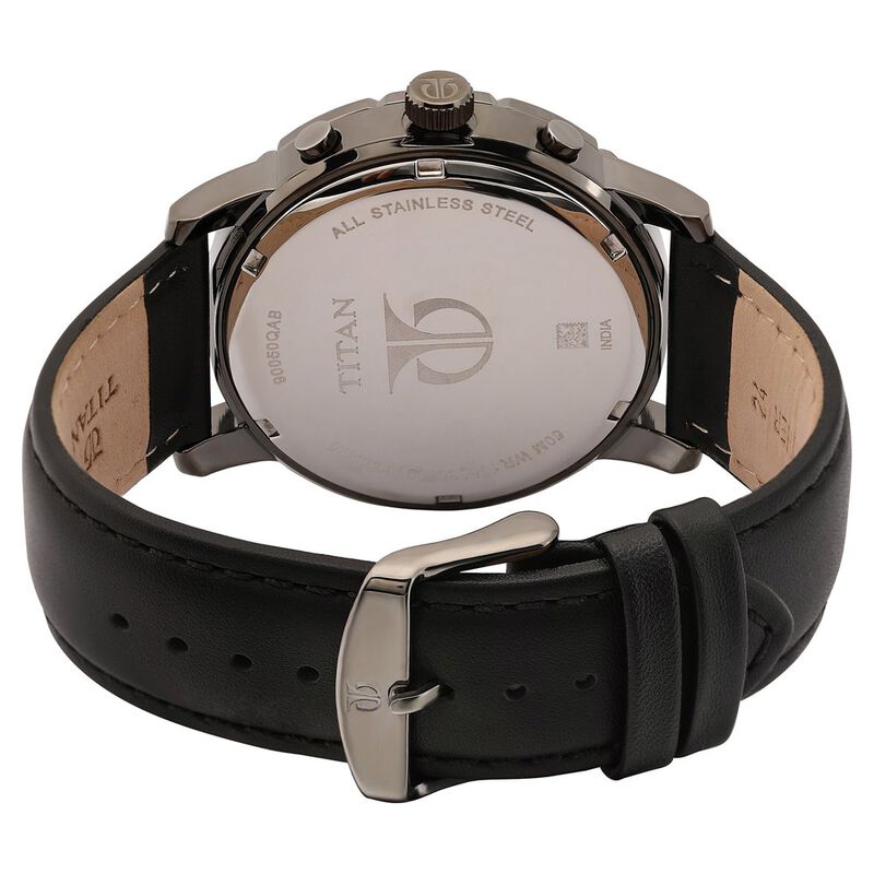 Titan Quartz Multifunction Black Dial Leather Strap Watch for Men - image number 4
